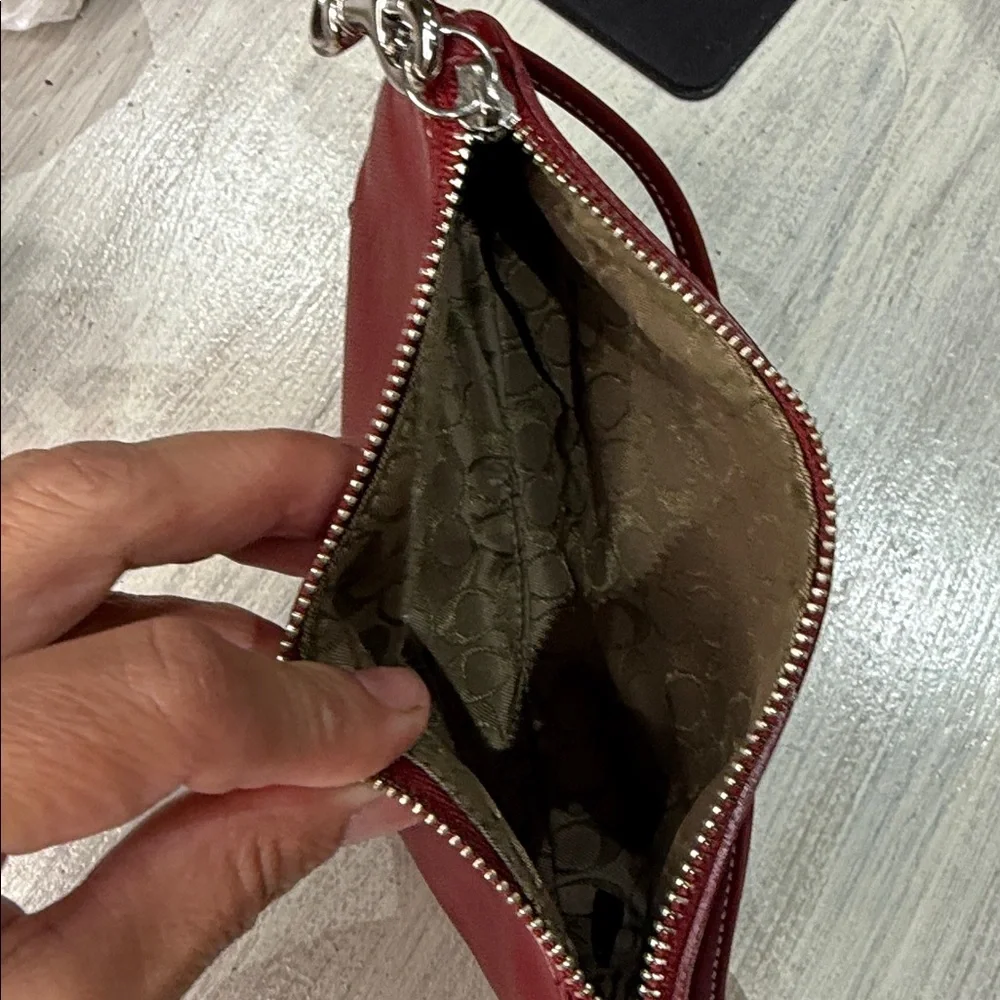 Vintage Y2K Coach Cherry🍒 Red Leatherwear Wristlet With Tassel- EUC